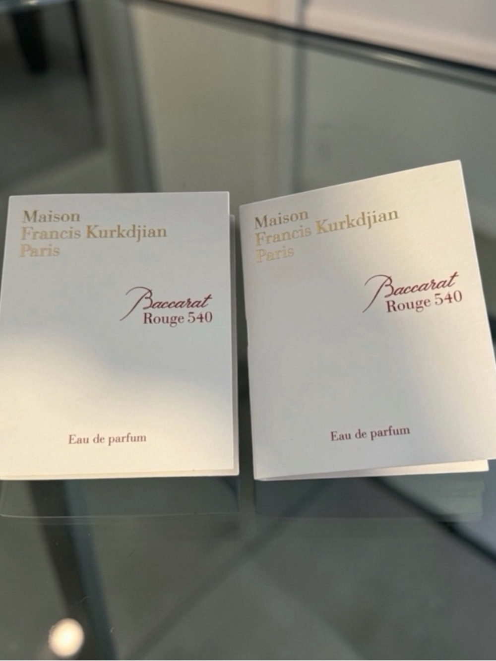 Maison Francis Kurkdjian Baccarat Rouge 540 sample cards x2 (MFK)